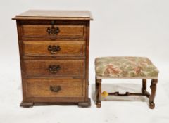 Early 20th century oak chest of drawers, the rectangular top with thumbmould edge, over four short