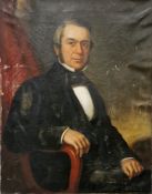 19th century British School  Oil on canvas Portrait of a seated gentleman, unframed 91cm x 71cm