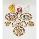 Collection of Royal Crown Derby bone china imari pattern wares including a crescent-shaped supper