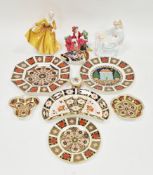 Collection of Royal Crown Derby bone china imari pattern wares including a crescent-shaped supper