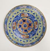 English pottery Art Deco charger, probably by Charlotte Rhead, indistinct blue marks to reverse,