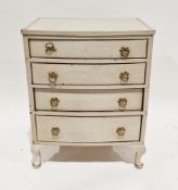 19th century pine bowfronted chest of drawers, comprising four graduated long drawers with brass