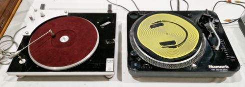 J A Mitchell Engineering Ltd Focus One turntable (no tone arm) and a Numark TT-100 direct drive