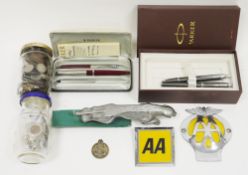Mixed lot of collectable items including an original Jaguar car mascot, serial number 7 10091 WBB,