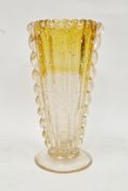 Mid 20th century Murano amber tinted bullicante glass vase in the manner of Barovier & Toso, of