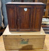 19th century mahogany small cabinet, the three-panel front having a single door opening to a