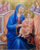 Peter Gardner (21st century) Gouache, pencil and gold leaf Portrait of the Madonna and child,