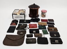 Mixed lot including a late 19th/early 20th century lignum vitae string dispenser, 20cm high, a