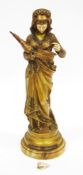 Maurice Constant Favre (1875-1919), gilt bronze figure, Chant de la Fileuse, a standing woman