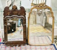 19th century Japanese wall mirror, the shaped frame with chinoiserie decoration of figures,