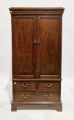 Early 20th century mahogany linenpress of small proportions in the George III manner, the two