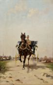 J Harwey (19th/20th century) Oil on canvas A Morning Ride, gentleman in a carriage, signed lower