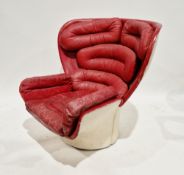 Elda lounge chair by Joe Columbo for Comfort, the seat and back upholstered in red leather on a