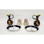Pair of Bretby Art Nouveau pottery brown-ground globular jugs, circa 1900, impressed marks,