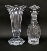 Waterford crystal glass decanter and stopper in the Innisfail pattern, 34cm high together with