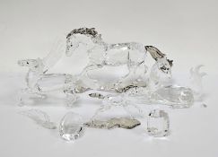 Two Swarovski crystal glass horses including Esperanza horse with horseshoe plaque 5004728 (2014