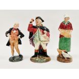 Three Royal Doulton figures, comprising Mr Micawber, HN2097, The Town Crier HN2119 and The Farmer'