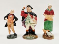 Three Royal Doulton figures, comprising Mr Micawber, HN2097, The Town Crier HN2119 and The Farmer'
