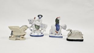 Rye Pottery group of the Monk's Hounds, The Wife of Bath and the Friar from the Canterbury Tales