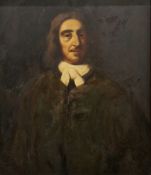 18th/19th century school  Oil on board  Head and shoulders portrait of a moustached gentleman,