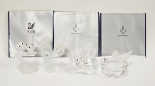 Four Swarovski crystal glass bird groups including turtle doves 'Amour' 177895 (1989 annual