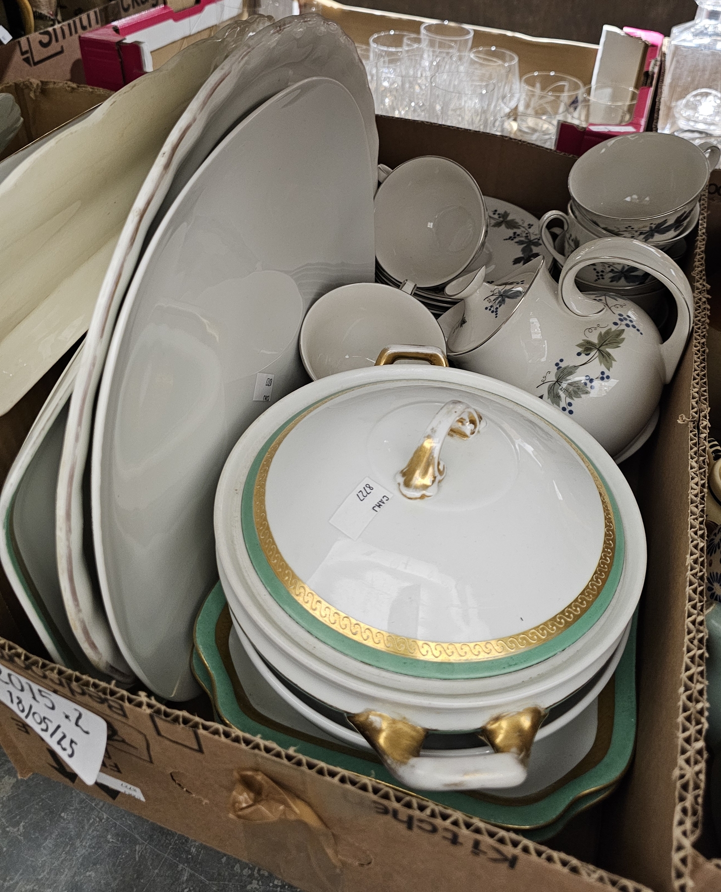 Royal Doulton Burgundy pattern part teaset comprising teapot, teacups, side plates and saucers and - Image 2 of 2
