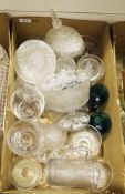 Collection of press moulded glass including Royal commemoratives and Edward VII jug, a Queen