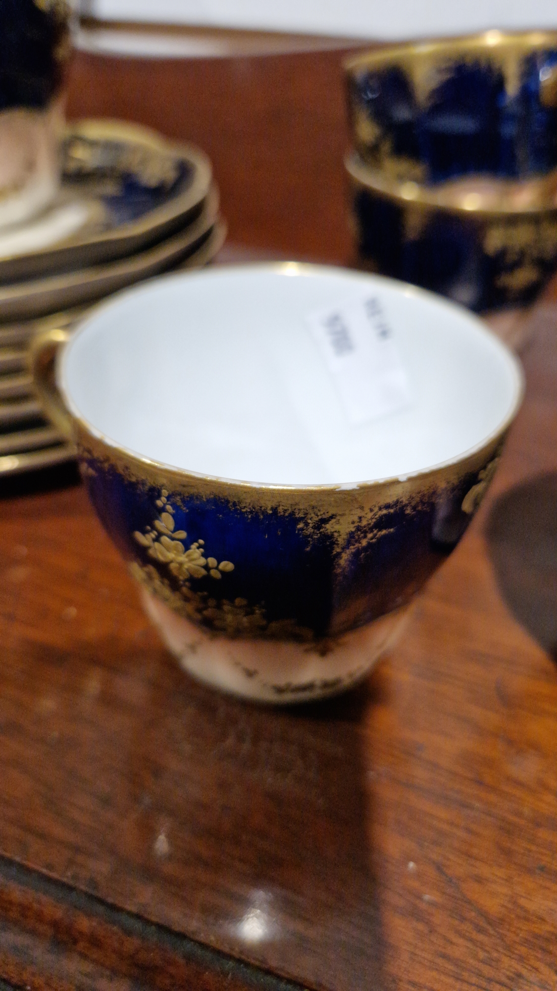 French Limoges porcelain part tea service by C Ahrenfeldt, gilt floral and foliate design on a - Image 5 of 6