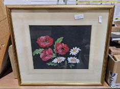 Assorted pictures, including: a highland lake landscape watercolour, unsigned, cottage in garden