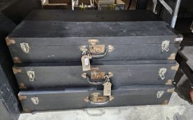 Trio of metal bound suitcases (3)