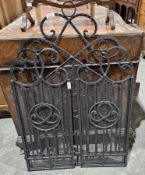 Modern wrought metal three-fold firescreen possibly Oka