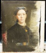 18th century continental school Oil on canvas Portrait of a nun holding a crucifix and a sacred