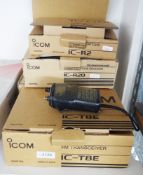 Four ICOM portable communications receivers/transceivers viz:- IC-T8E, IC-R2, IC-R20 and IC-R3 (4)