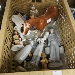 Beswick horse, 21cm high, two Lladro figures including a girl holding a pig, three Goebel Hummel