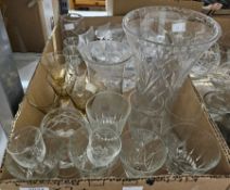 Quantity of cut and other drinking glassware including brandy balloons, wine glasses, aperitif
