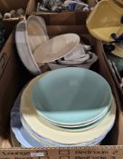 Two continental green Jasperware small plates, four Poole twin-tone side plates, Price Kensington