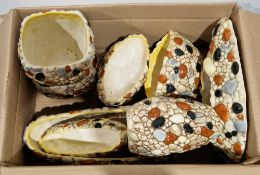Box of Sylvac pebble design vases, flower pots and other wares