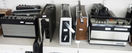 Ten assorted vintage transistor radios to include Grundig models Party Boy, Music Boy 100, Concert