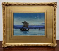 Collection of pictures including landscape scene with man fishing, signed, watercolour of trees by B