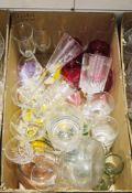 Various items of Victorian press moulded glass including a slag tumbler, a tapering conical vase, an