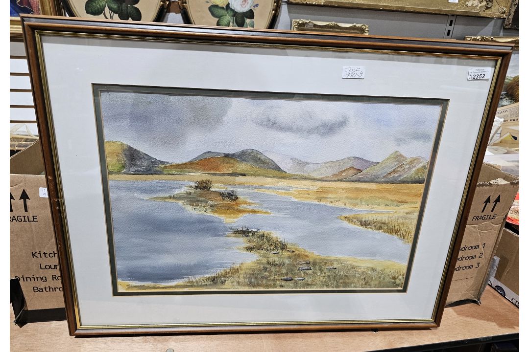 Assorted pictures, including: a highland lake landscape watercolour, unsigned, cottage in garden - Image 11 of 12