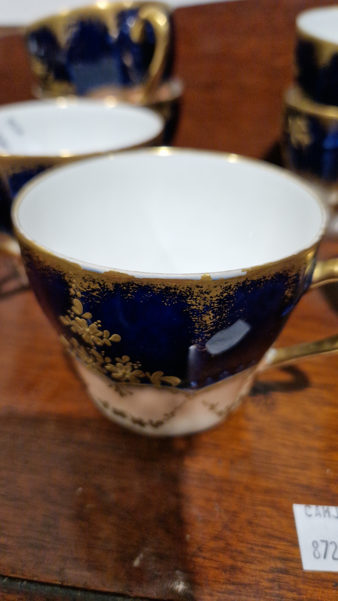French Limoges porcelain part tea service by C Ahrenfeldt, gilt floral and foliate design on a - Image 4 of 6