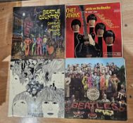 Six Beatles vinyl LP albums viz:- The White Album YEX 711-1 GRG / 712-1 GDR/710-1 GRG/709-1 GAD, top
