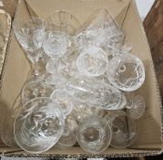 Quantity of cut and moulded glass to include Royal Brierley wine glasses, Thomas Webb sherry glasses