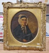Collection of framed oil paintings, prints etc including unsigned, portrait of an elderly lady, 19th