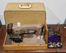 Singer 201K sewing machine, serial no EN151623, fitted with a Singer sewing motor, serial no
