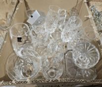 Quantity of cut and moulded glass including Gleneagles engraved flower vase, a heavy cut glass