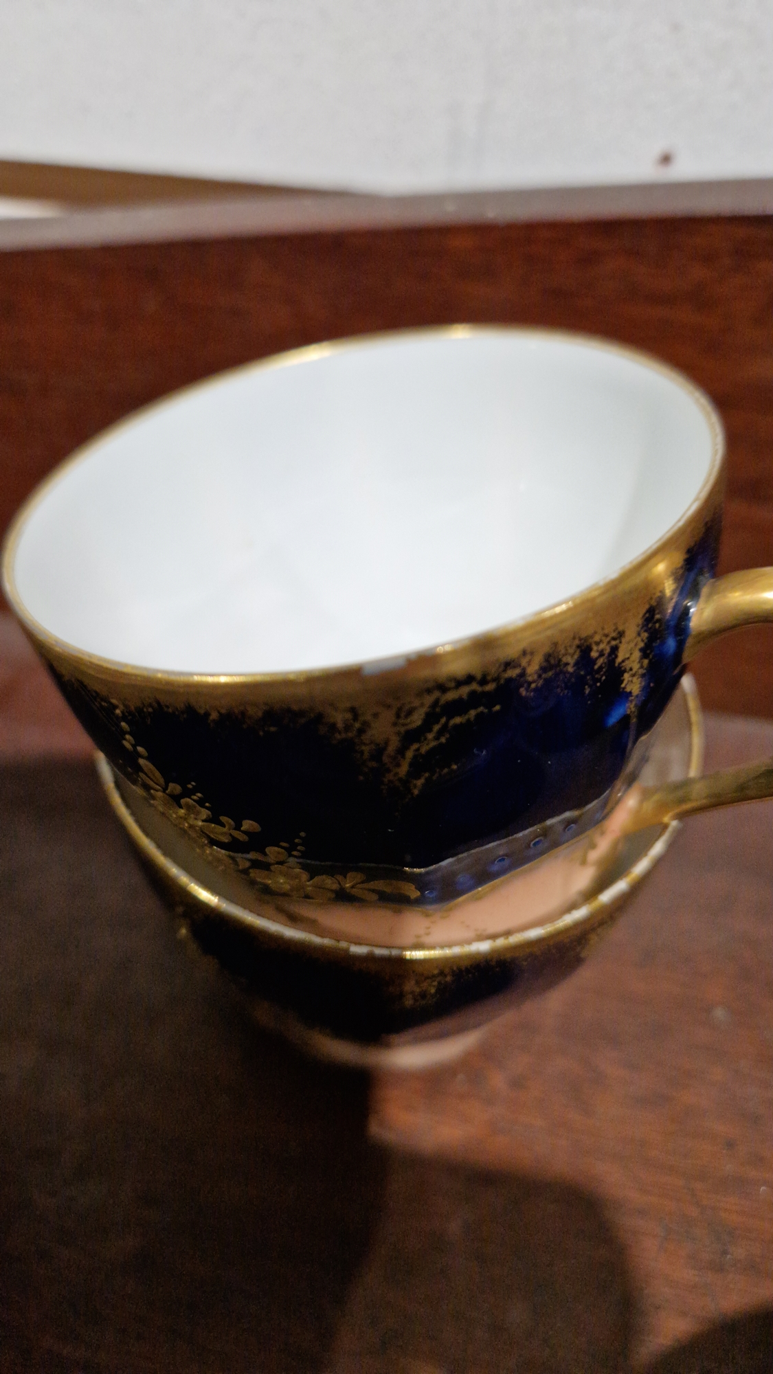 French Limoges porcelain part tea service by C Ahrenfeldt, gilt floral and foliate design on a - Image 6 of 6