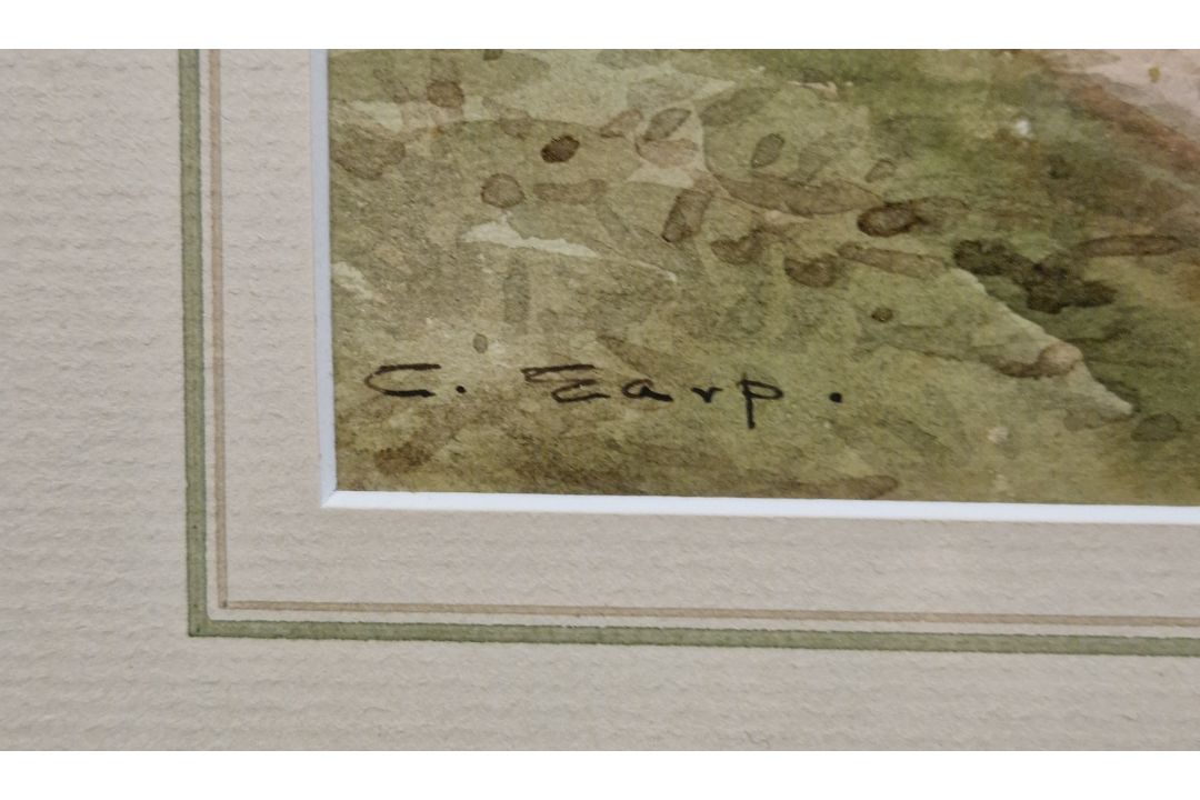 Collection of pictures including landscape scene with man fishing, signed, watercolour of trees by B - Image 14 of 15