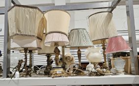 Quantity of table lamps including brass classical examples (10)